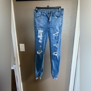 American Eagle Outfitters Ripped Blue Skinny Jeans